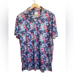 TailorByrd golf polo short sleeve shirt flamingo print small resort wear Vaca